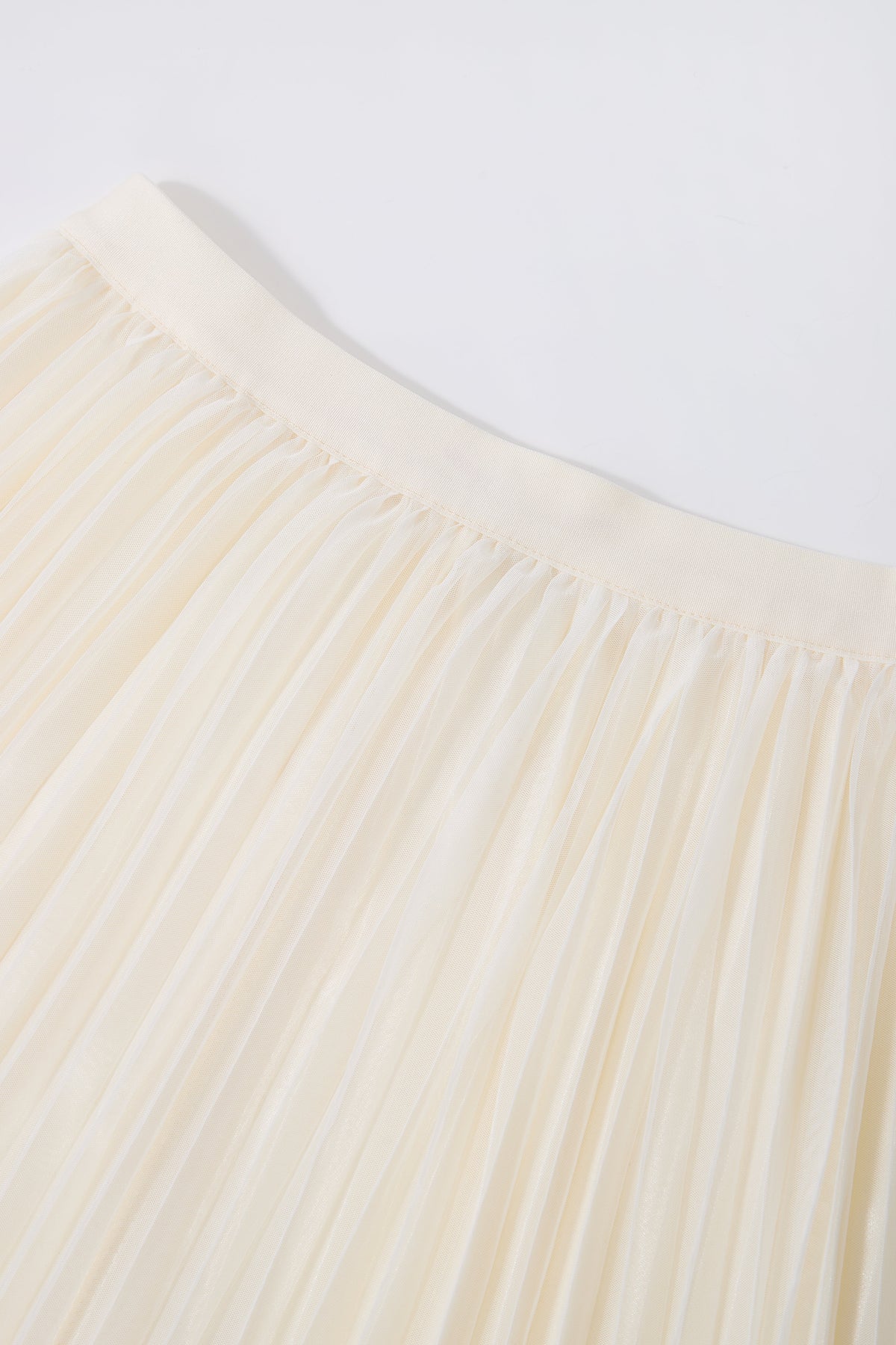 Ivory Pleated Ruffle-Hem Midi Skirt — Image 6