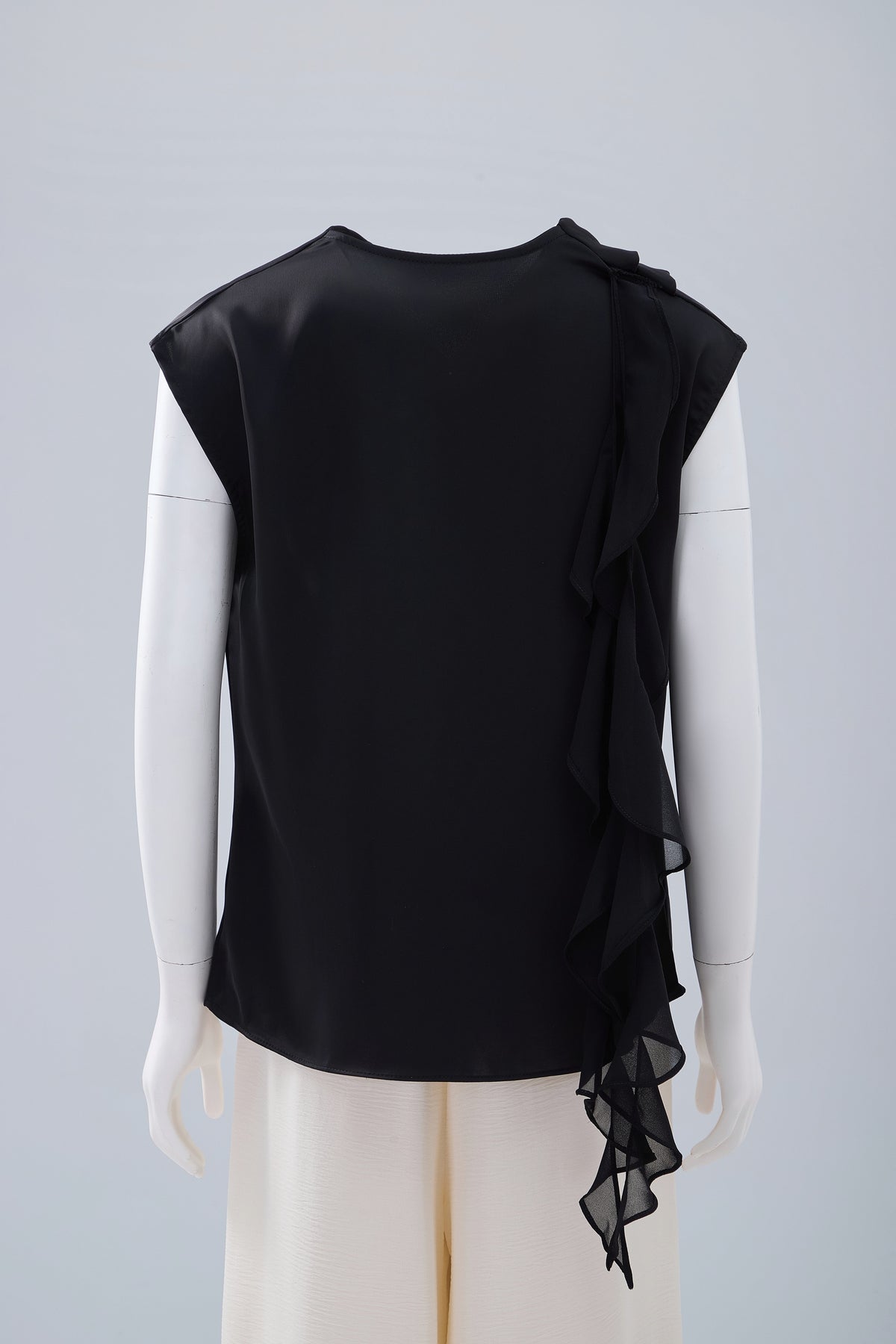 Black Draped Sleeveless Blouse — Image 4