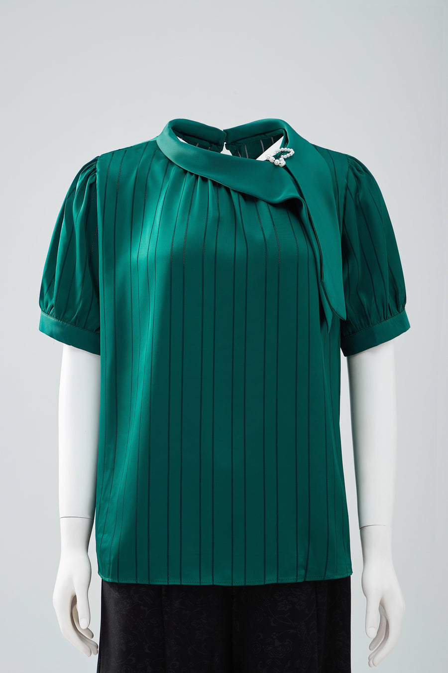 
Emerald Pleated Short-Sleeve Blouse
